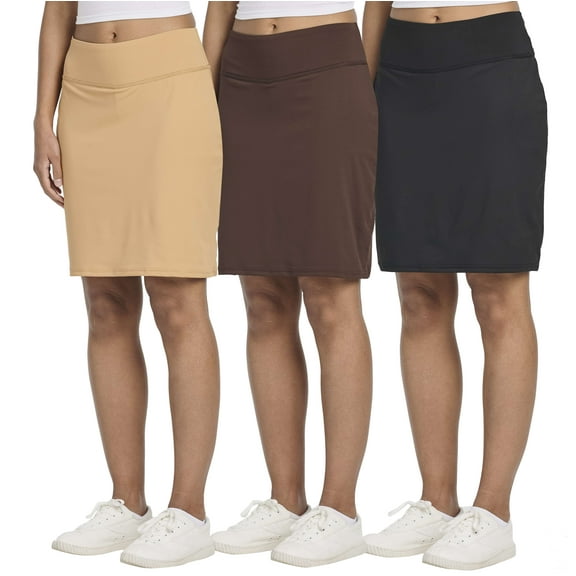 3 Pack: Women's 20" Golf Skirts Knee Length Skorts Athletic Modest Long Active Casual Pockets UPF (Available In Plus)