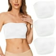 thumbnail image 1 of 3 Pack Women's Bandeau Bras with Non Slip Liner, Padded Strapless Sports Bra Seamless Tube Top Bralette with Support, 1 of 9