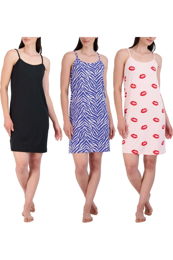 3 Pack: Women's Cami Sleeveless Slip On Night Gown - Chemise Nightgown for Women (Available in Plus Size)