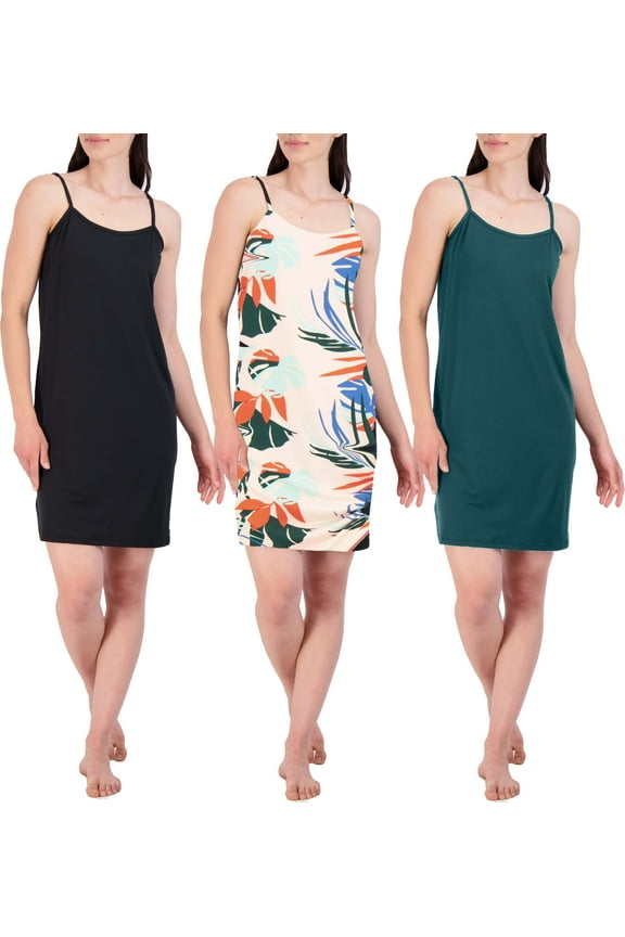 3 Pack: Women's Cami Sleeveless Slip On Night Gown - Chemise Nightgown for Women (Available in Plus Size)