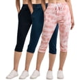 thumbnail image 1 of Real Essentials 3-Pack: Women's Ultra Soft Lounge Capri Joggers Sweatpants Athletic Yoga with Pockets(Available in Plus Size), 1 of 8