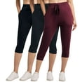 thumbnail image 1 of 3-Pack: Women's Capri Silky Soft Joggers Cuffed Athletic Comfy Casual Sweatpants with Pockets (Available in Plus Size), 1 of 7