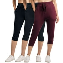 3-Pack: Women's Capri Silky Soft Joggers Cuffed Athletic Comfy Casual Sweatpants with Pockets (Available in Plus Size)