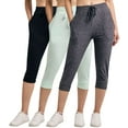 thumbnail image 1 of 3-Pack: Women's Capri Silky Soft Joggers Cuffed Athletic Comfy Casual Sweatpants with Pockets (Available in Plus Size), 1 of 7