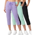 thumbnail image 1 of Real Essentials 3 Pack: Women's Capri Open Bottom Sweatpants - Casual Lounge Athletic Workout Yoga Pants with Pockets (Plus), 1 of 8