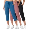 thumbnail image 1 of Real Essentials 3 Pack: Women's Capri Open Bottom Sweatpants - Casual Lounge Athletic Workout Yoga Pants with Pockets (Plus), 1 of 8