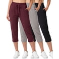 thumbnail image 1 of Real Essentials 3 Pack: Women's Capri Open Bottom Sweatpants - Casual Lounge Athletic Workout Yoga Pants with Pockets (Plus), 1 of 8