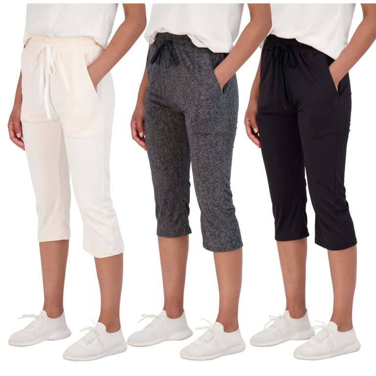 3-Pack: Women's Capri Silky Soft Open Bottom Sweatpants with