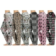 BARGAIN HONCHO 3-Pack Women's Casual Fun Printed Lightweight Lounge Terry Knit Pajama Bottom Pants