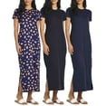 thumbnail image 1 of 3-Pack: Women’s Casual Short Sleeve Maxi Dress – Summer Dress with Slit & Pockets (Available in Plus Size), 1 of 7