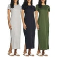 thumbnail image 1 of 3-Pack: Women’s Casual Short Sleeve Maxi Dress – Summer Dress with Slit & Pockets (Available in Plus Size), 1 of 7