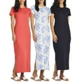 thumbnail image 1 of 3-Pack: Women’s Casual Short Sleeve Maxi Dress – Summer Dress with Slit & Pockets (Available in Plus Size), 1 of 7