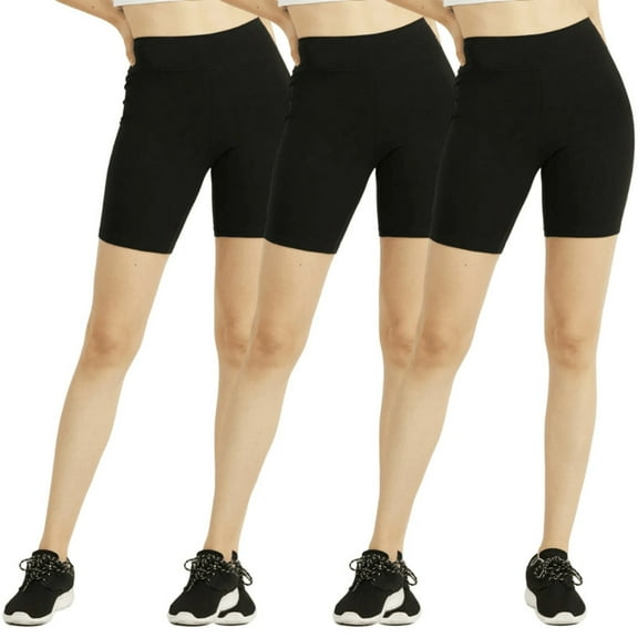 3 Pack Women's Cotton Biker Shorts 5'' Leggings High Waisted No See-Through Athletic Workout Running Cycling Volleyball Yoga Tummy Control Activewear