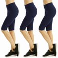 thumbnail image 1 of 3 Pack Women's Cotton Biker Shorts Leggings Knee Length High Waisted No See-Through Athletic Workout Running Cycling Yoga Tummy Control Activewear, 1 of 5