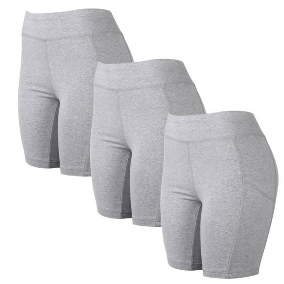 3 Pack Women's Cotton Biker Shorts Leggings With Pockets Stretchy High Waisted No See-Through Workout Running Cycling Tummy Control Comfort Activewear