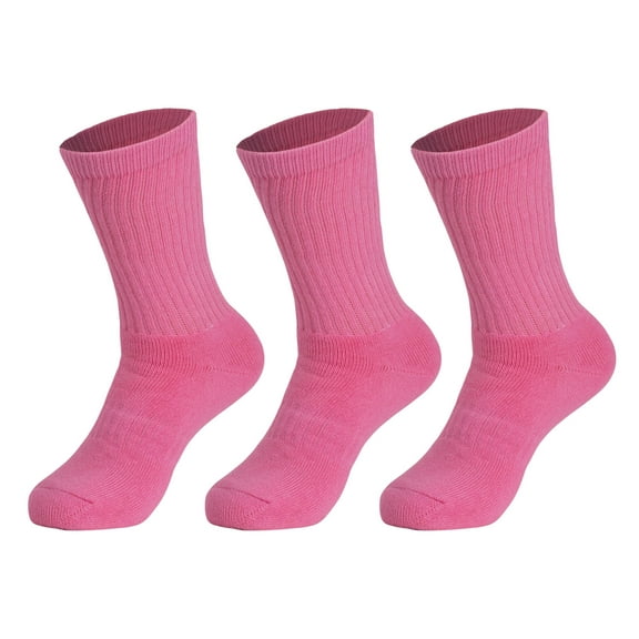 3-Pack Women's Cotton Crew Socks - Solid Colors, Breathable & Comfortable Fit for Shoe Size 5-10