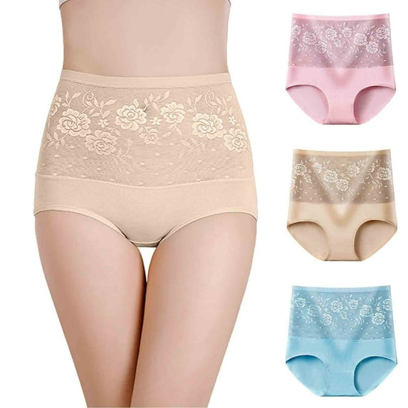 3 Pack Women's Cotton High Waisted Underwear Full Back Coverage Soft Leg Edges for Postpartum Support Daily Wear