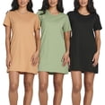 thumbnail image 1 of 3 Pack: Women's Cotton Short Sleeve Nightgowns Sleepshirt Nightshirt (Available In Plus Size), 1 of 6