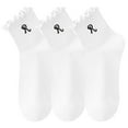thumbnail image 1 of 3-Pack Women's Crew Socks with Ruffle Lettuce Edge Trim and Delicate Embroidered Detail, White, 1 of 3