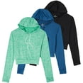 thumbnail image 1 of 3 Pack: Women's Dry-Fit Long Sleeve Cropped Hoodie - Athletic Hooded Crop Sweatshirt (Available in Plus Size), 1 of 6