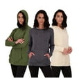 thumbnail image 1 of 3 Pack: Women's Dry Fit Long-Sleeve Hoodie Pullover Sweatshirt Pocket - Active Lounge (Available In Plus), 1 of 5