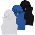 thumbnail image 1 of 3 Pack: Women's Dry-Fit Sleeveless Cropped Tank Top Hoodie - Athletic Crop Sweatshirt, 1 of 6