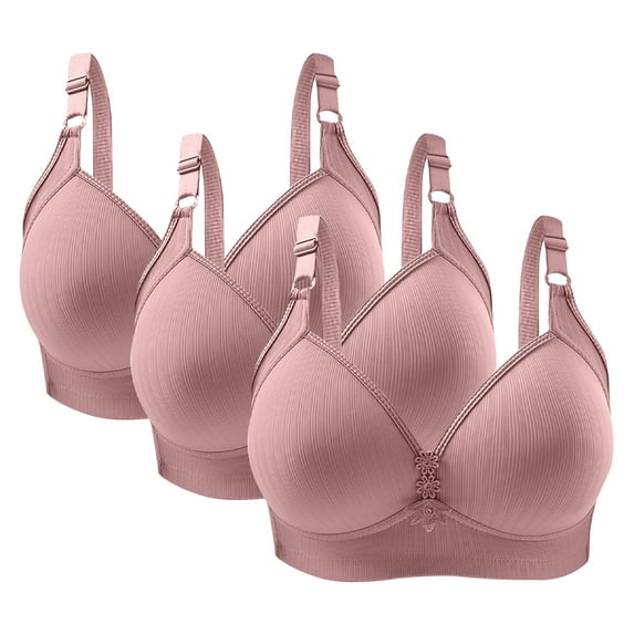 3 Pack Women's Everyday Bras Adjustable Solid Comfy Lounge Daily Bralettes Wireless Comfort Deep V Underwear Bra