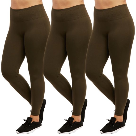 3 Pack Women’s Fleece Leggings with Extra-Wide Band Plus Size High Waisted Tummy Control Warming Thermal Workout Running Comfort Yoga Pants Activewear
