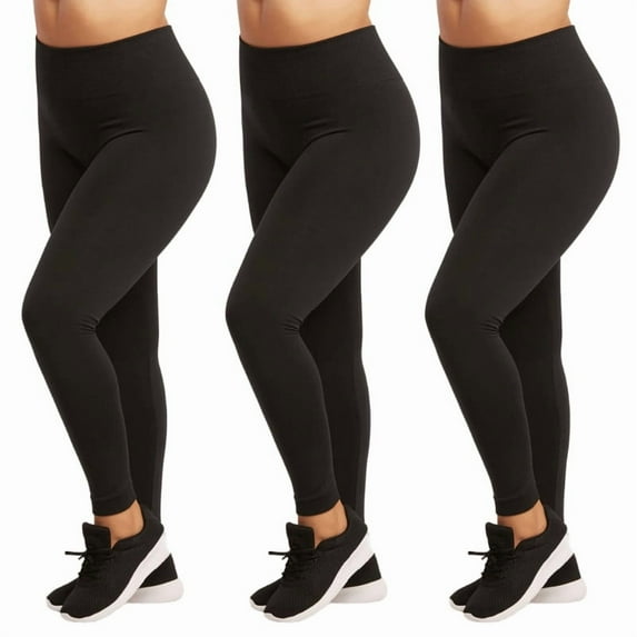 3 Pack Women’s Fleece Leggings with Extra-Wide Band Plus Size High Waisted Tummy Control Warming Thermal Workout Running Comfort Yoga Pants Activewear