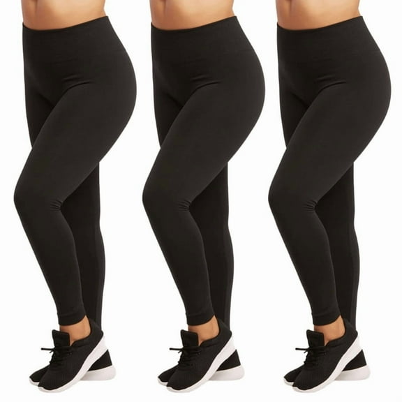 3 Pack Women’s Fleece Leggings with Extra-Wide Band Plus Size High Waisted Tummy Control Warming Thermal Workout Running Comfort Yoga Pants Activewear