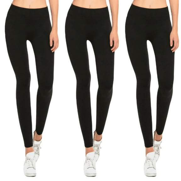 3 Pack Women's Fleece Leggings High Waisted Seamless Regular & Plus Size No See-Through Athletic Workout Running Yoga Pants Tummy Control Activewear