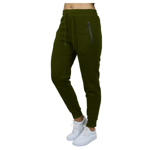 Women s Fleece Lined Jogger Sweatpants With Zipper Side Pockets Walmart Business Supplies