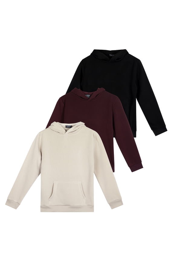 3 Pack: Women's Fleece Long-Sleeve Pullover Hoodie Active Sweatshirt Kangaroo Pocket - (Available In Plus)