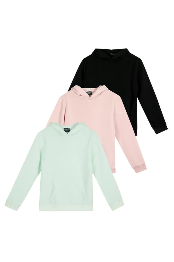 3 Pack: Women's Fleece Long-Sleeve Pullover Hoodie Active Sweatshirt Kangaroo Pocket - (Available In Plus)