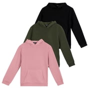 3 Pack Women's Fleece Long-Sleeve Pullover Hoodie Active Sweatshirt Kangaroo Pocket - Available In Plus