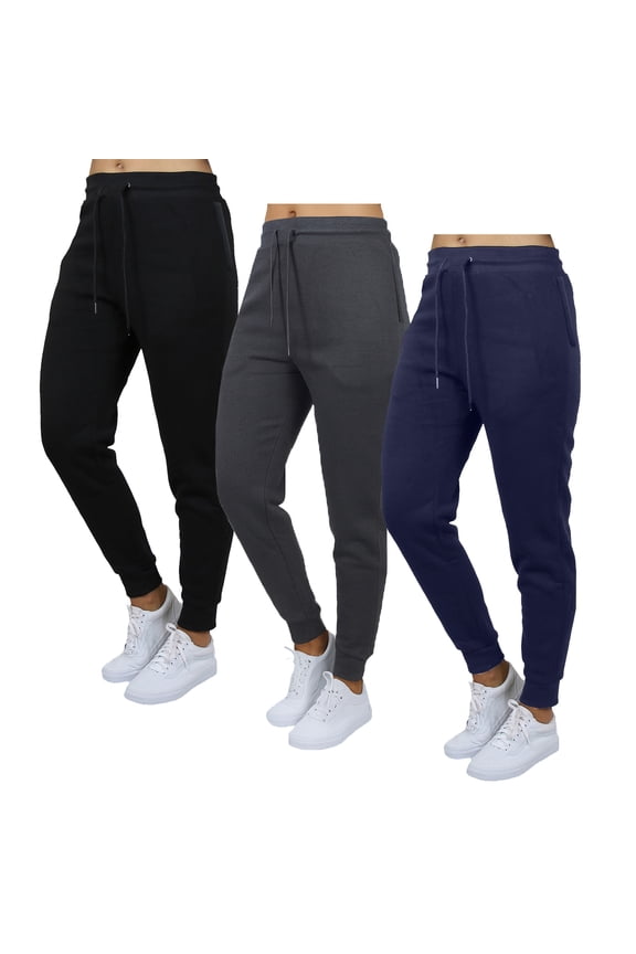 3-Pack Women's Loose Fit Fleece Jogger Sweatpants (S-5XL)