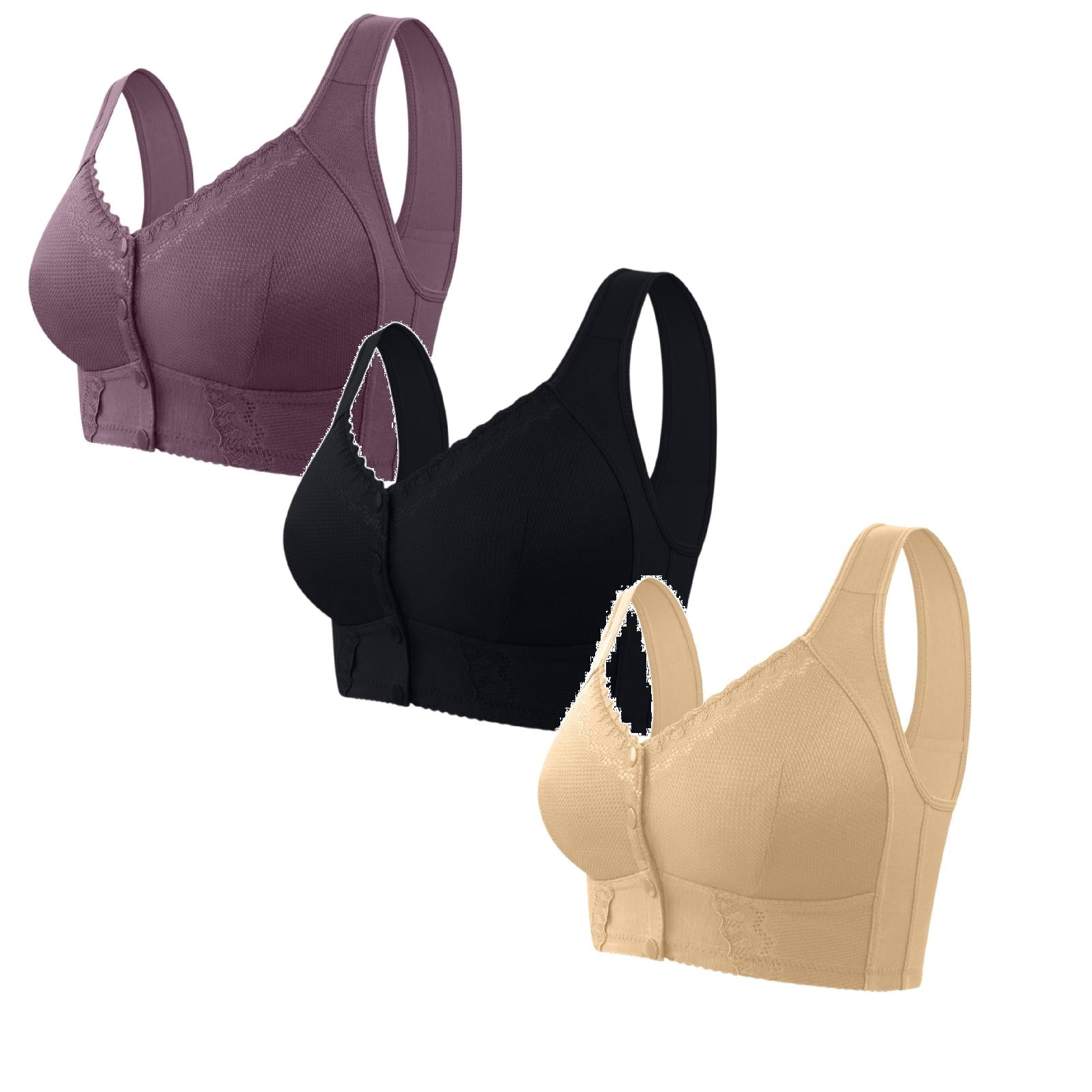 3 Pack Women's Front Closure Full Coverage Wirefree Posture Back Plus ...