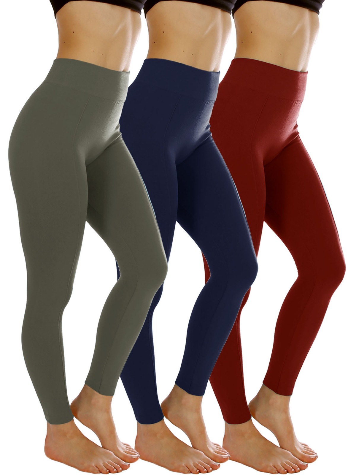 3 Pack Women s High Waist Fleece Lined Thermal Leggings With Flattering 