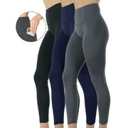 KUDA MODA 3-Pack Women's High Waist Yoga Leggings with Two Side Pockets Sports Legging Pants