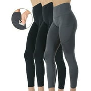 KUDA MODA 3-Pack Women's High Waist Yoga Leggings with Two Side Pockets Sports Legging Pants