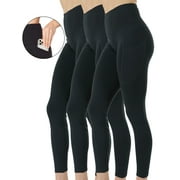 KUDA MODA 3-Pack Women's High Waist Yoga Leggings with Two Side Pockets Sports Legging Pants