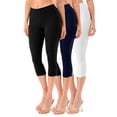 thumbnail image 1 of 3 Pack Women's High Waisted Capri Jegging Stretch Jean Style Capris Size S -3XL Inseam 19", 1 of 7