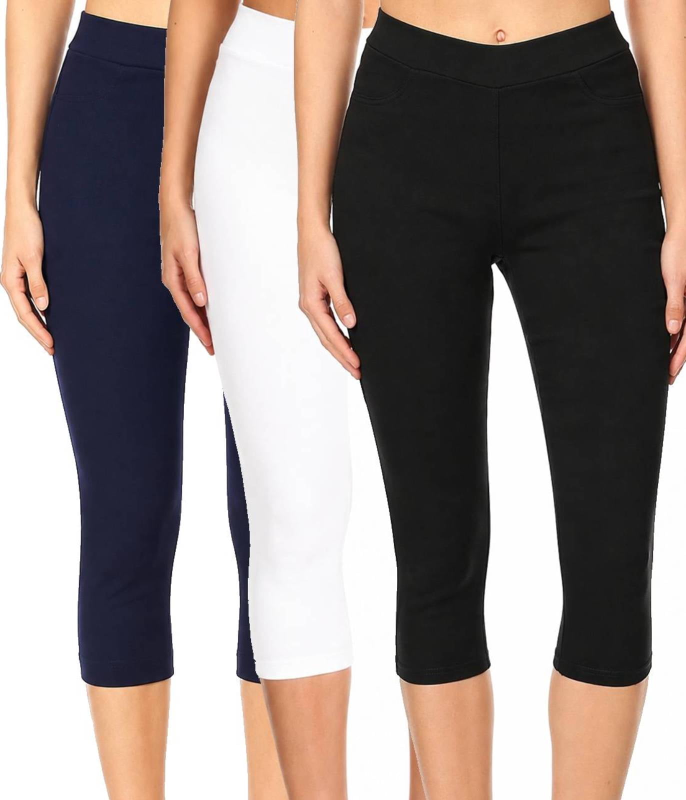 3 Pack Women's High Waisted Capri Jegging Stretch Jean Style Cropped Pants S-3XL Plus Size Available