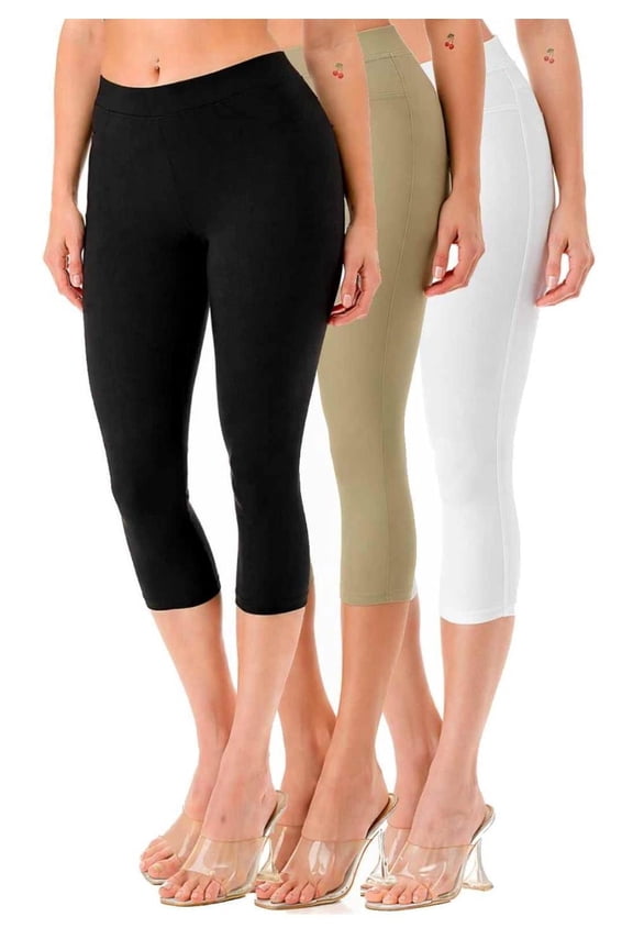 3 Pack Women's High Waisted Capri Jegging Stretch Jean Style Capris Size S -3XL Inseam 20"