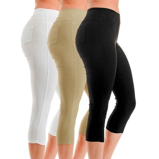 Jvini 3 Pack Women's High Waisted Capri Jegging Stretch Jean Style Cropped Pants S-3XL Plus Size Available