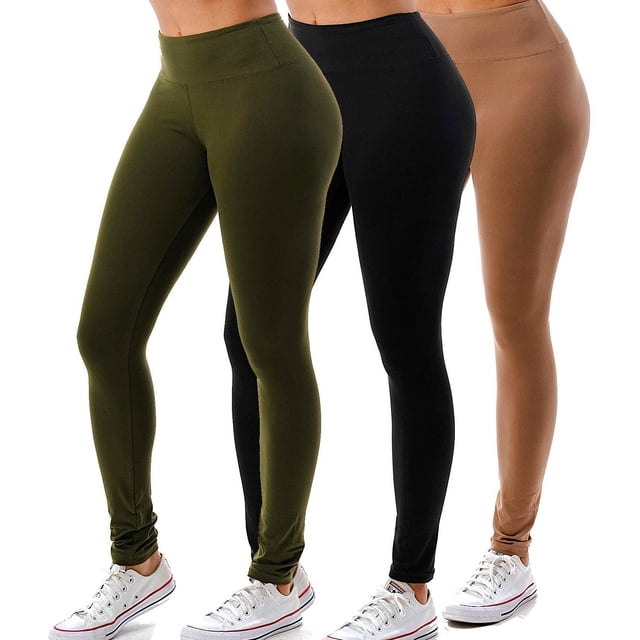 3 Pack Women's High Waisted Leggings Stretch Tummy Control Pants For Women S-3XL Full Length