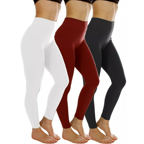 3-Pack Women's High-Waisted Leggings - Stretchy Soft Yoga Pants for Workout, Running & Fitness