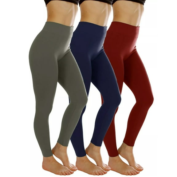 3-Pack Women's High-Waisted Leggings - Stretchy Soft Yoga Pants for Workout, Running & Fitness