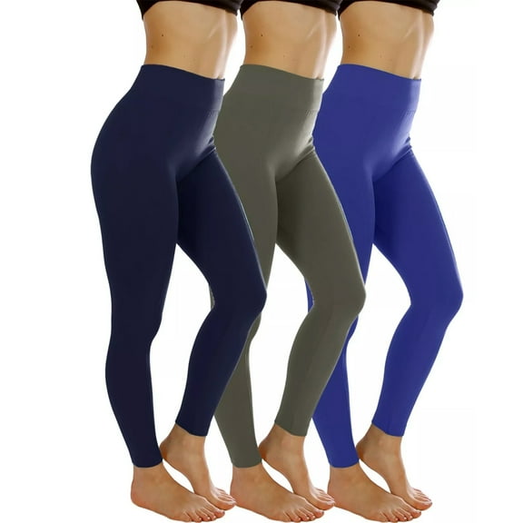 3-Pack Women's High-Waisted Leggings - Stretchy Soft Yoga Pants for Workout, Running & Fitness