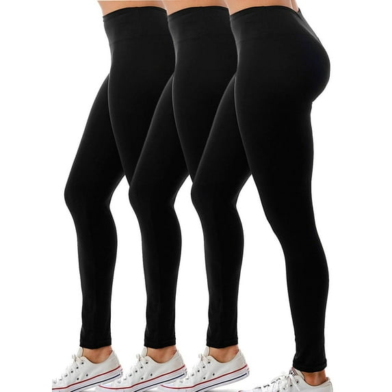 3 Pack Women's High Waisted Leggings Ultra Soft Wide Waistband Pants S-3XL Plus Size Available